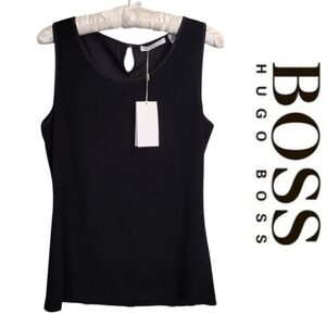🆕️ Boss Hugo Boss Enori Sleeveless Stretch Blouse Tank Top in Black